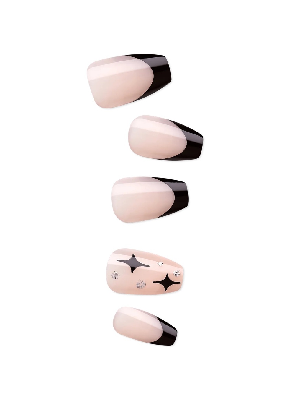 imPRESS Nude and Black Press-On Nails with Star Accents